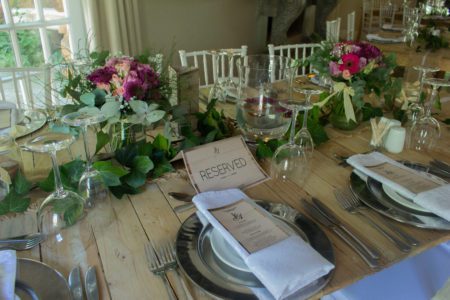 Rustic dining room setup at Johannesburg hotel